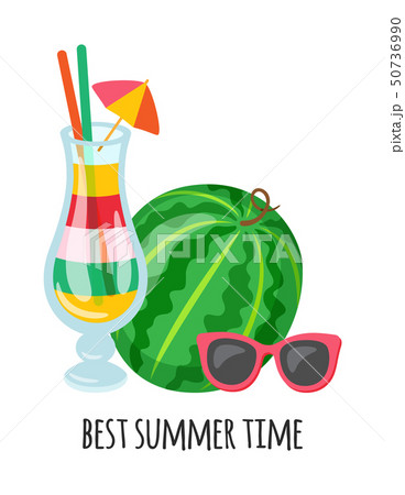 Papercard Decorated by Fruit and Cocktail Vector Papercard Decorated by Fruit and Cocktail Vector 50736990