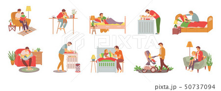 Daddy Caring for Children, Father and Kid Set Daddy Caring for Children, Father and Kid Set 50737094