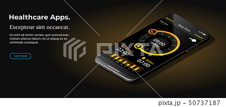 Modern Black Smart Phone Lies on a Smooth Dark Brown Surface. 50737187