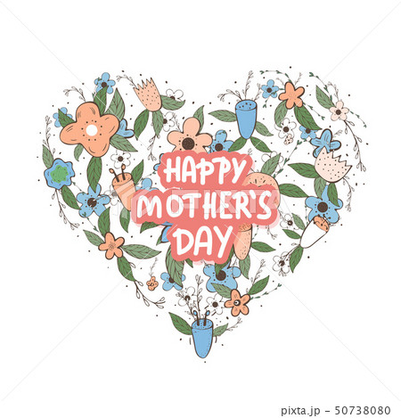 Happy Mothers Day lettering with wild flowers. 50738080