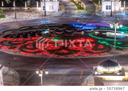 Flower bed in center of a circular motion in Abu Dhabi, UAE 50738967