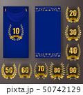 Set of anniversary card, invitation with laurel wreath, numbers. Decorative gold emblem of jubilee 50742129