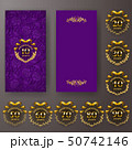 Set of anniversary card, invitation with laurel wreath, number. Decorative gold emblem of jubilee on 50742146