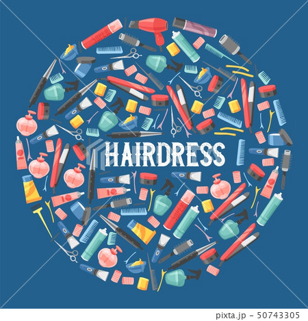 Hairdresser tools vector pattern professional hairdressing accessories scissors hairbrush barber 50743305