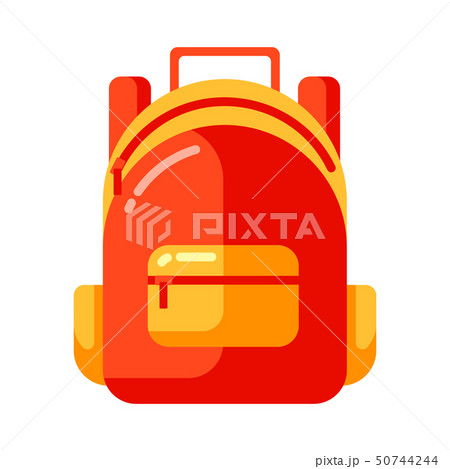 Icon of red school backpack in flat style. Icon of red school backpack in flat style. 50744244