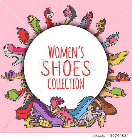 Woman shoes collection elegant high pair footwear vector illustration. Stiletto fashionable girl Woman shoes collection elegant high pair footwear vector illustration. Stiletto fashionable girl 50744384