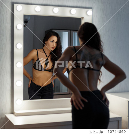 Beautiful woman in black lace underwear  50744860
