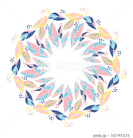 Floral vector card Design with doodle colorful leaveselegant forest round, circle wreath beautiful Floral vector card Design with doodle colorful leaveselegant forest round, circle wreath beautiful 50745525