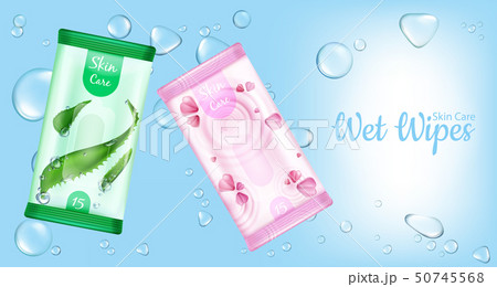 Wet wipes for skin care packages mockup banner 50745568