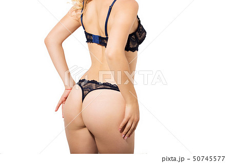 Sexy beautiful booty in black underwear on image