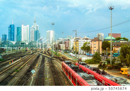 Railroad, train, urban cityscape, Frankfurt Railroad, train, urban cityscape, Frankfurt 50745674