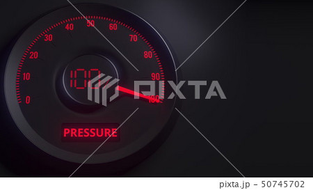 Red and black pressure meter or indicator, 3D rendering 50745702