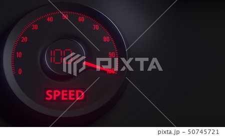 Red and black speed meter or indicator, 3D rendering Red and black speed meter or indicator, 3D rendering 50745721