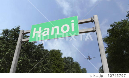 Airliner arrives in Hanoi, Vietnam. 3D rendering 50745797