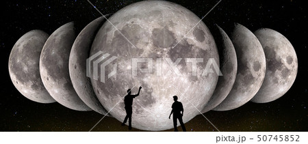 Phases Of The Moon Simultaneous And Observersの写真素材