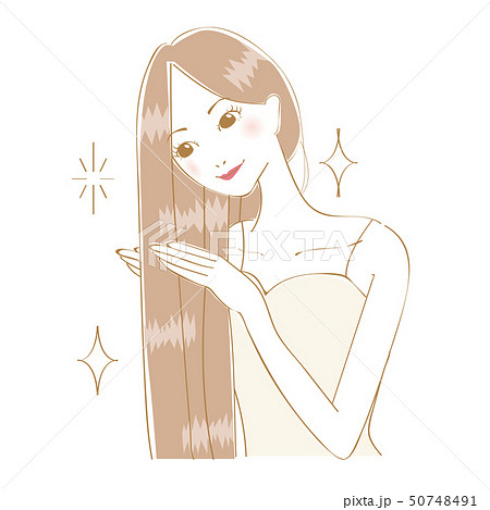 ヘアケアをするロングヘアの女性 50748491