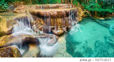 Beautiful waterfall at Erawan national park, Beautiful waterfall at Erawan national park, 50751617