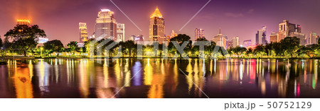 Panoramic view of Bangkok skyline. Night cityscape 50752129