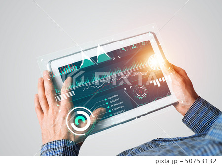 Concept of global connection and interaction interface on notebook display 50753132