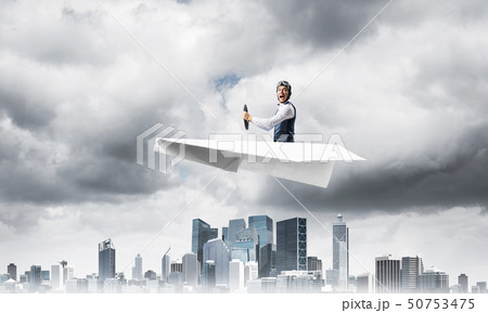 Businessman in aviator hat and goggles 50753475