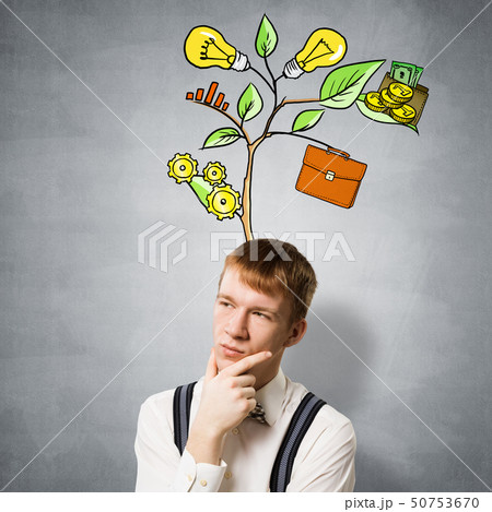 Redhead student thinking about something Redhead student thinking about something 50753670