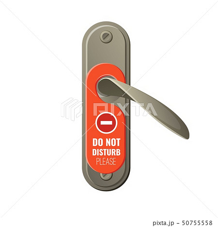 Metal door handle with do not disturb sign Metal door handle with do not disturb sign 50755558