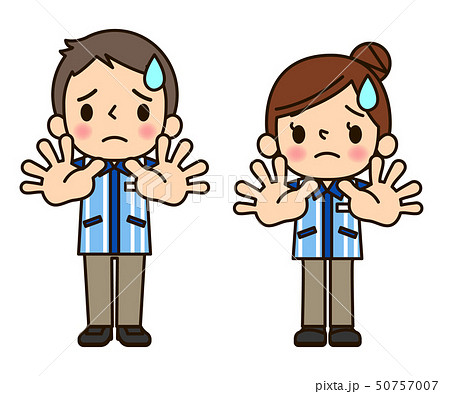 コンビニの制服の男女 困る 50757007