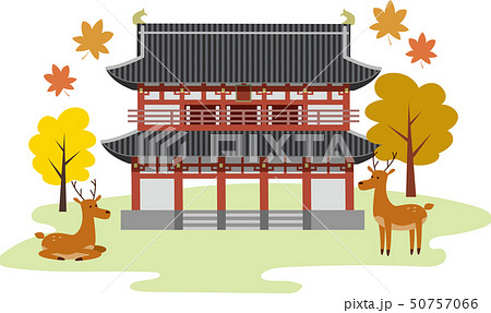 奈良 観光 旅行のイラスト素材
