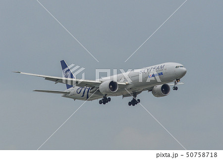 Passenger airplane landing at the airport 50758718