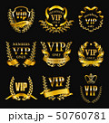 Set of gold vip monograms for graphic design on black background. 50760781