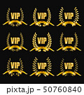 Set of gold vip monograms for graphic design on black background. 50760840