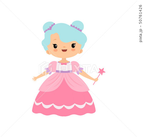 Cute Little Fairytale Princess Girl In Pink のイラスト素材