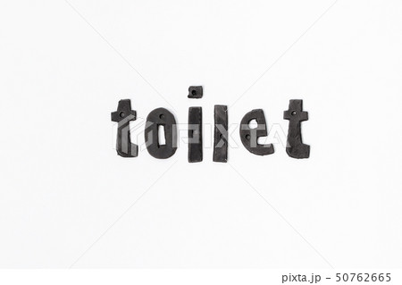 白背景にトイレの字体看板案内英語の写真素材