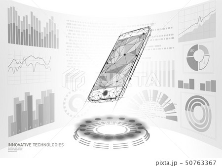 Chatbot mobile smartphone 3d virtual reality. Visual imagination low poly polygonal geometric shapes Chatbot mobile smartphone 3d virtual reality. Visual imagination low poly polygonal geometric shapes 50763367