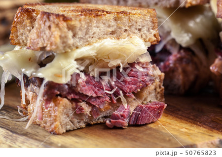 Reuben Sandwich with corned beef, cheese and 50765823