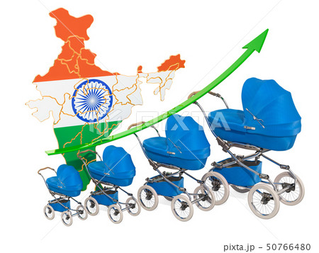 Growing birth rate in India, concept. 3D rendering 50766480