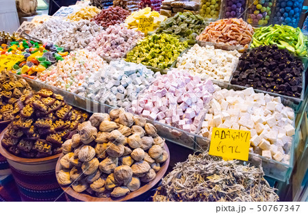 Turkish delight sweets, fruits, nuts 50767347