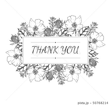 Hand Drawn Floral Thank You Card Templateのイラスト素材