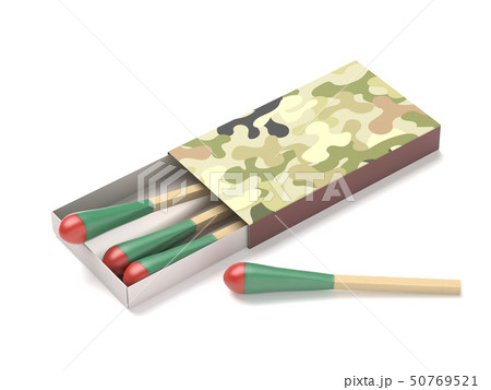 Matchsticks in a box with camouflage packaging. 3d rendering illustration isolated 50769521