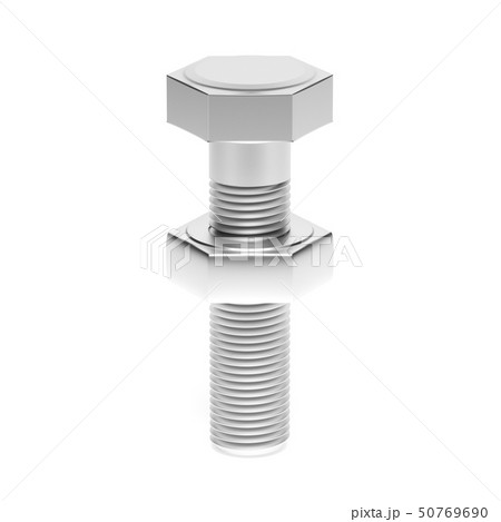 Metal bolt with nut. 3d rendering illustration isolated Metal bolt with nut. 3d rendering illustration isolated 50769690
