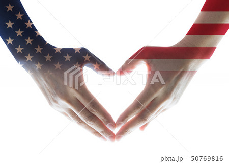 Isolated human hands in heart shaped with USA Flag Isolated human hands in heart shaped with USA Flag 50769816