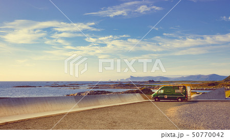 Sea coast and camper car, Andoya island Norway Sea coast and camper car, Andoya island Norway 50770042