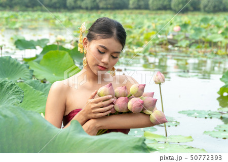 Beautiful asia women wearing traditional Thai 50772393