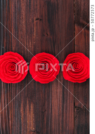 Valentine love heart card rose gift on wooden Valentine love heart card rose gift on wooden 50772573