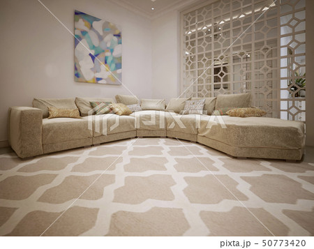 Luxurious beige sofa in modern style. Luxurious beige sofa in modern style. 50773420