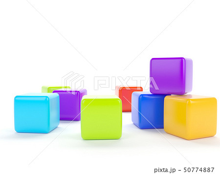 Colorful plastic cubes on a white background. Colorful plastic cubes on a white background. 50774887