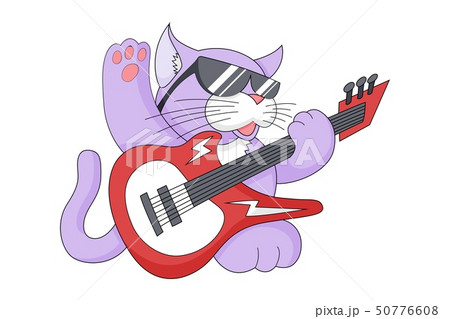 Rock and roll cat cartoon vector illustration for print design isolated on white Rock and roll cat cartoon vector illustration for print design isolated on white 50776608
