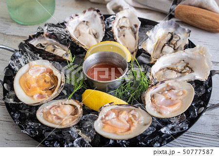 raw clam and oyster platter image raw clam and oyster platter image 50777587