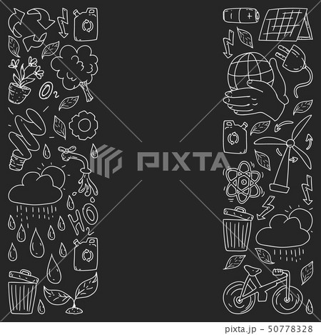 Vector logo, design and badge in trendy drawing style - zero waste concept, recycle and reuse 50778328