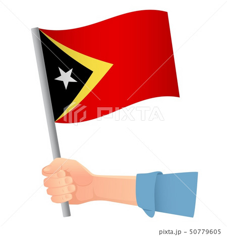 East Timor flag in hand East Timor flag in hand 50779605